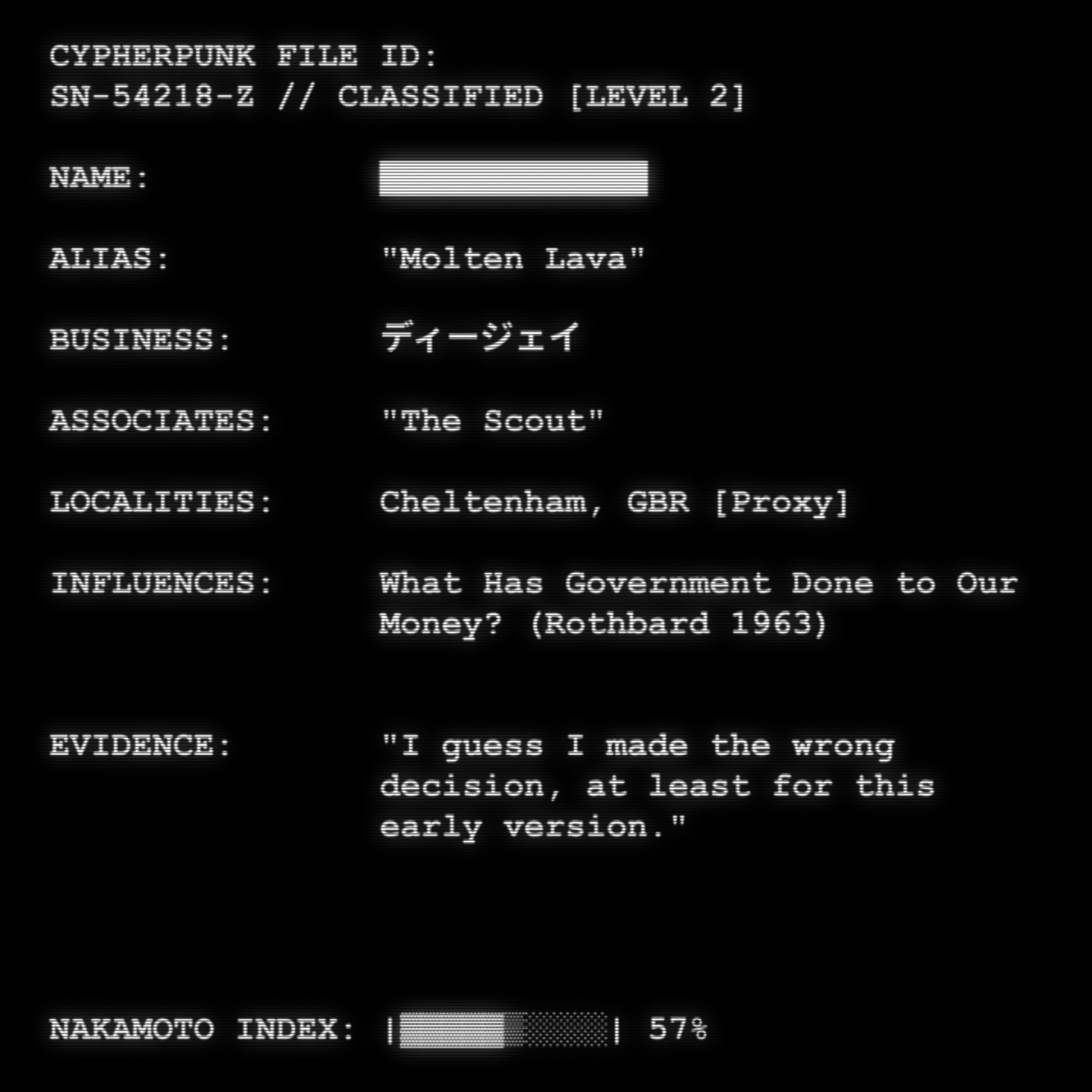 CYPHERPUNK FILES token #115 for Molten Lava