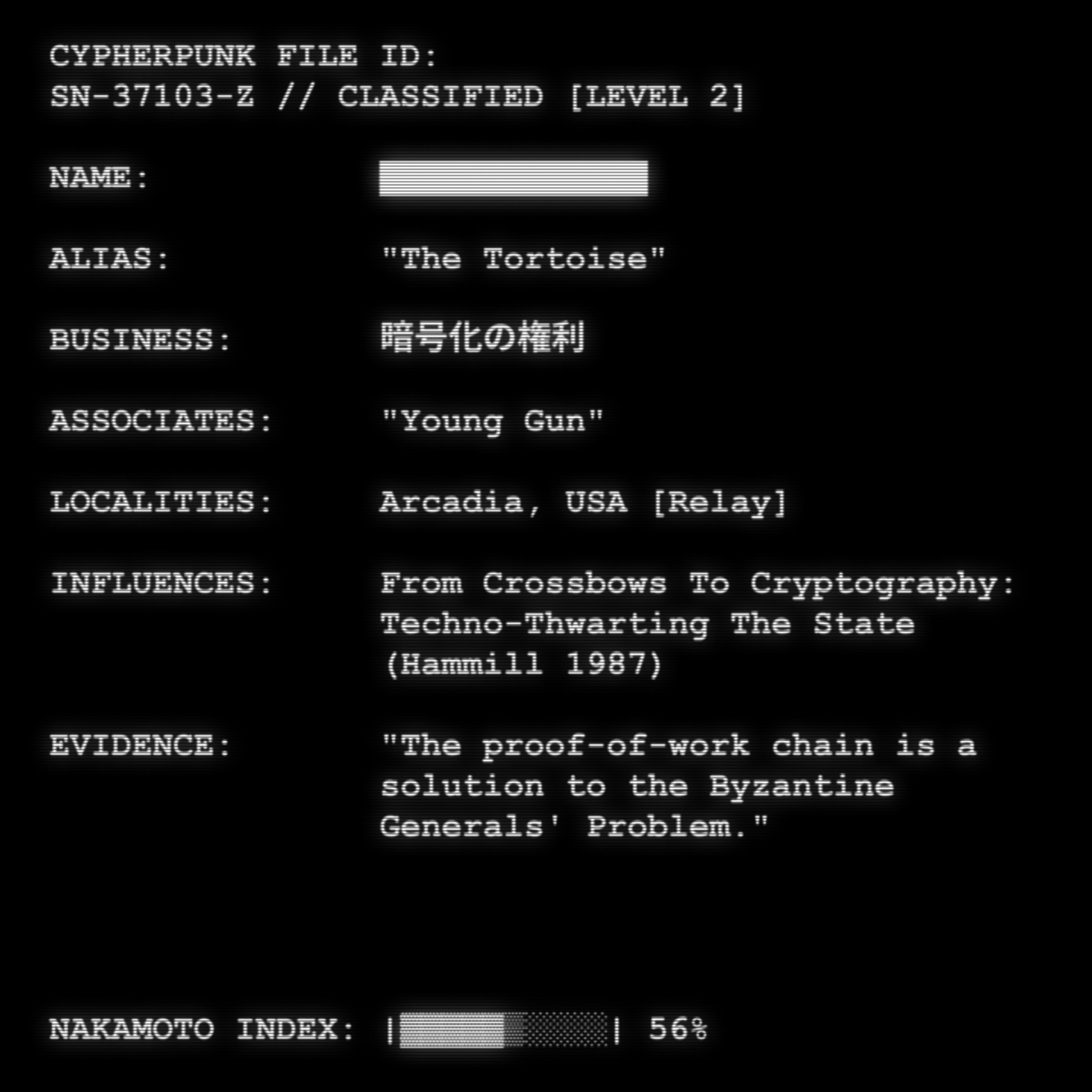 CYPHERPUNK FILES token #137 for The Tortoise