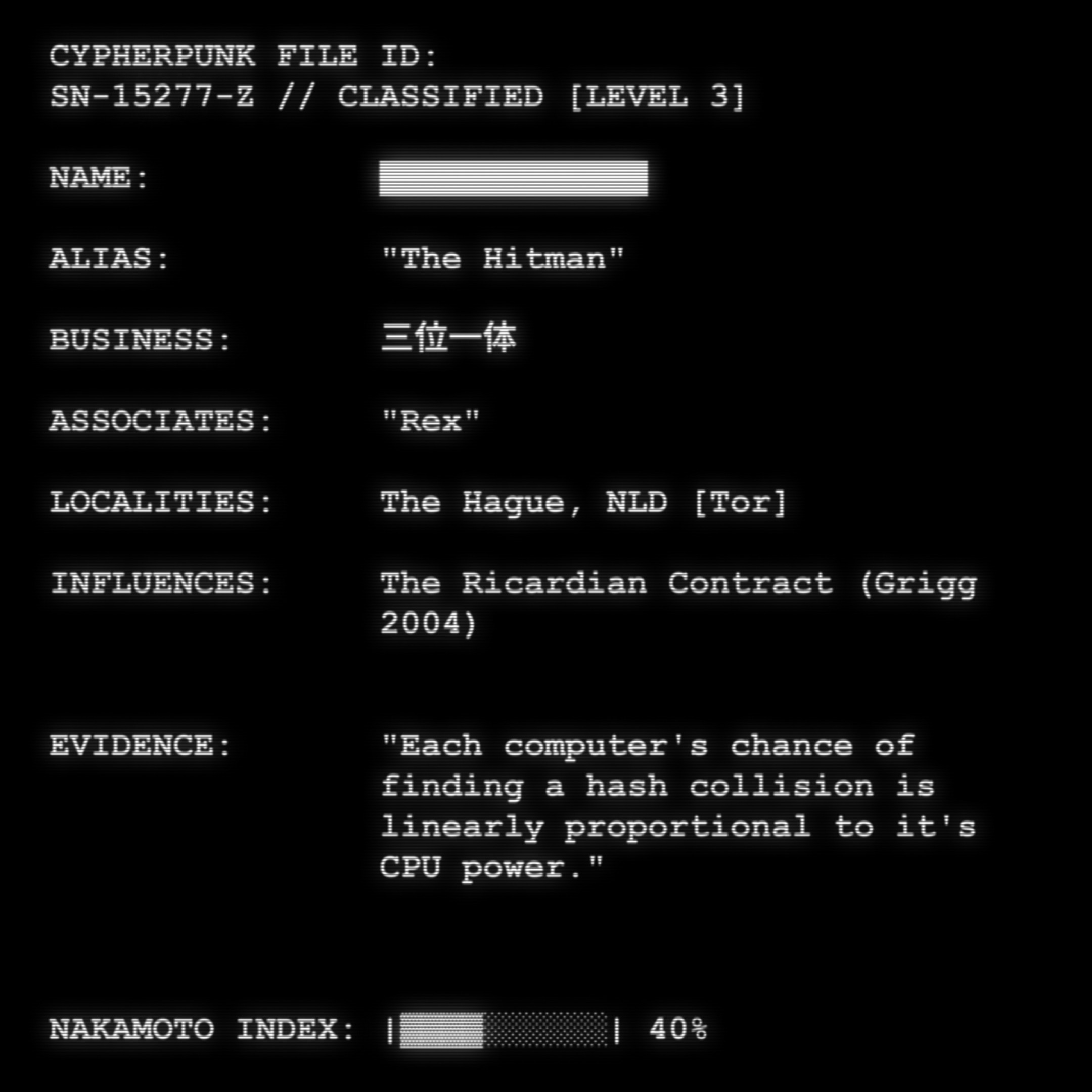 CYPHERPUNK FILES token #154 for The Hitman