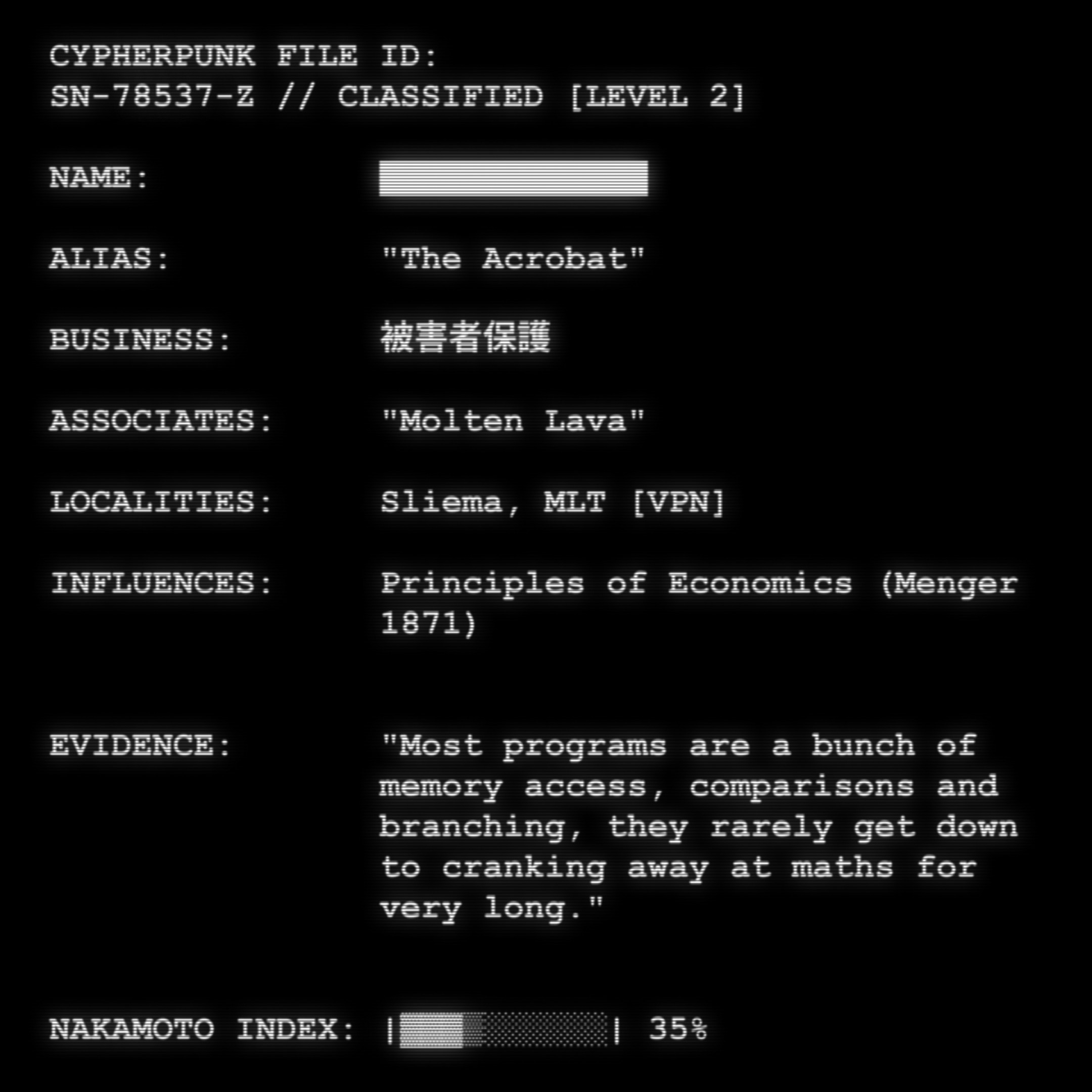 CYPHERPUNK FILES token #26 for The Acrobat
