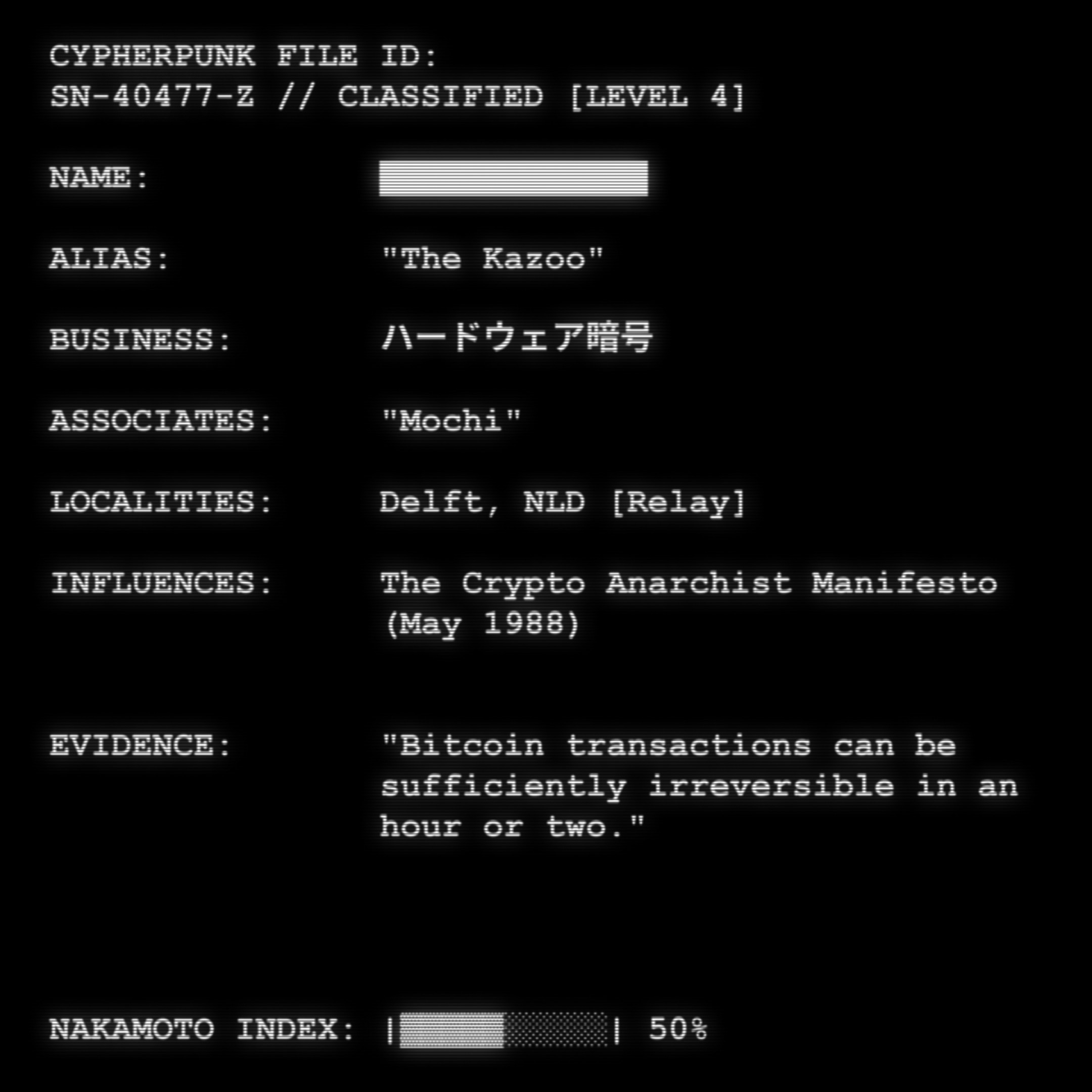 CYPHERPUNK FILES token #493 for The Kazoo