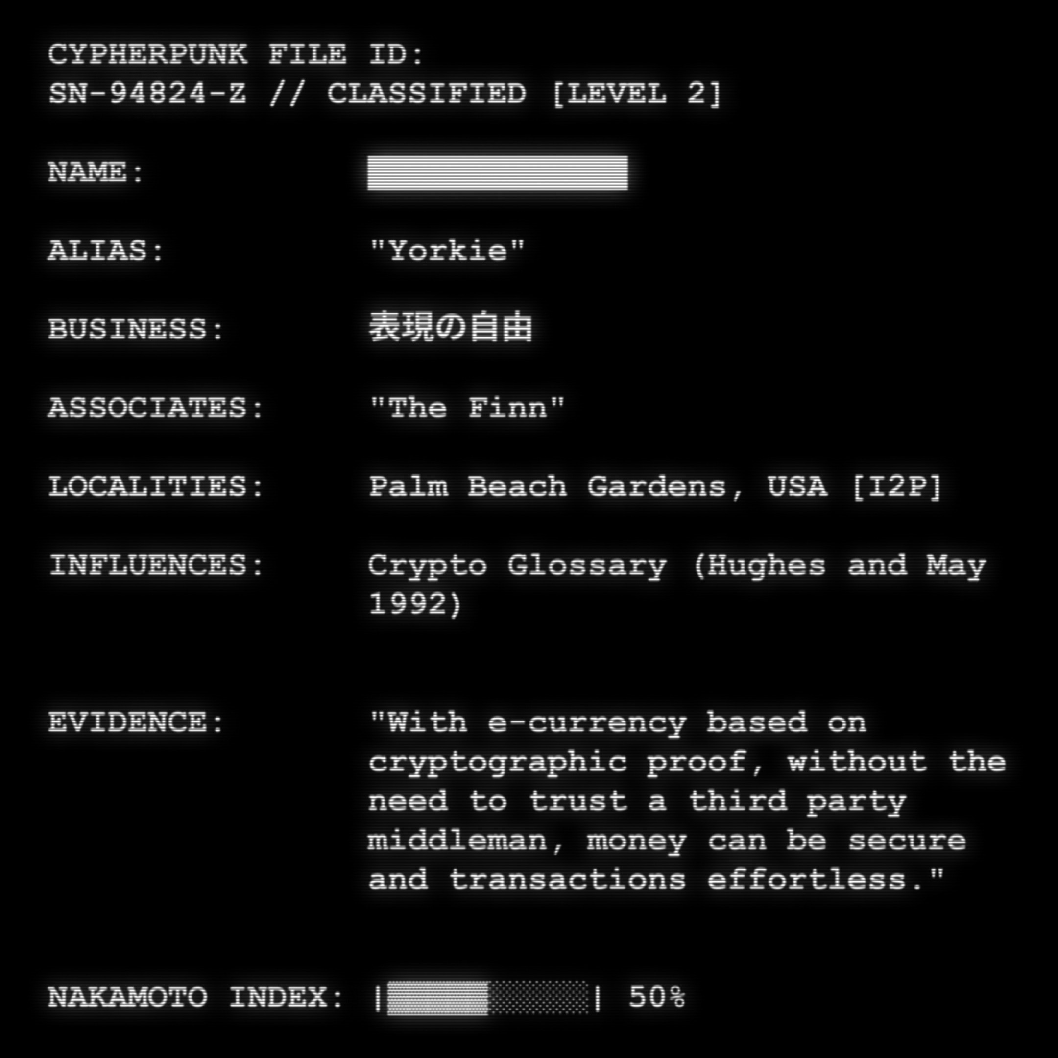 CYPHERPUNK FILES token #58 for Yorkie
