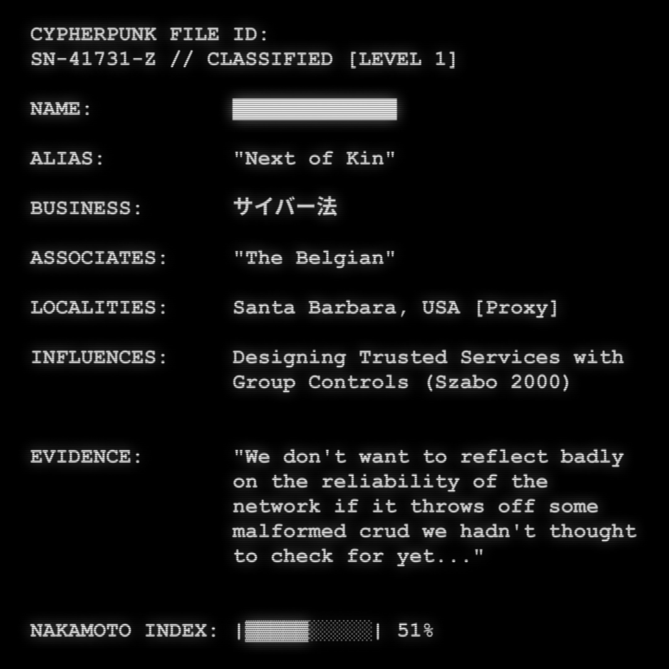 CYPHERPUNK FILES token #7 for Next of Kin