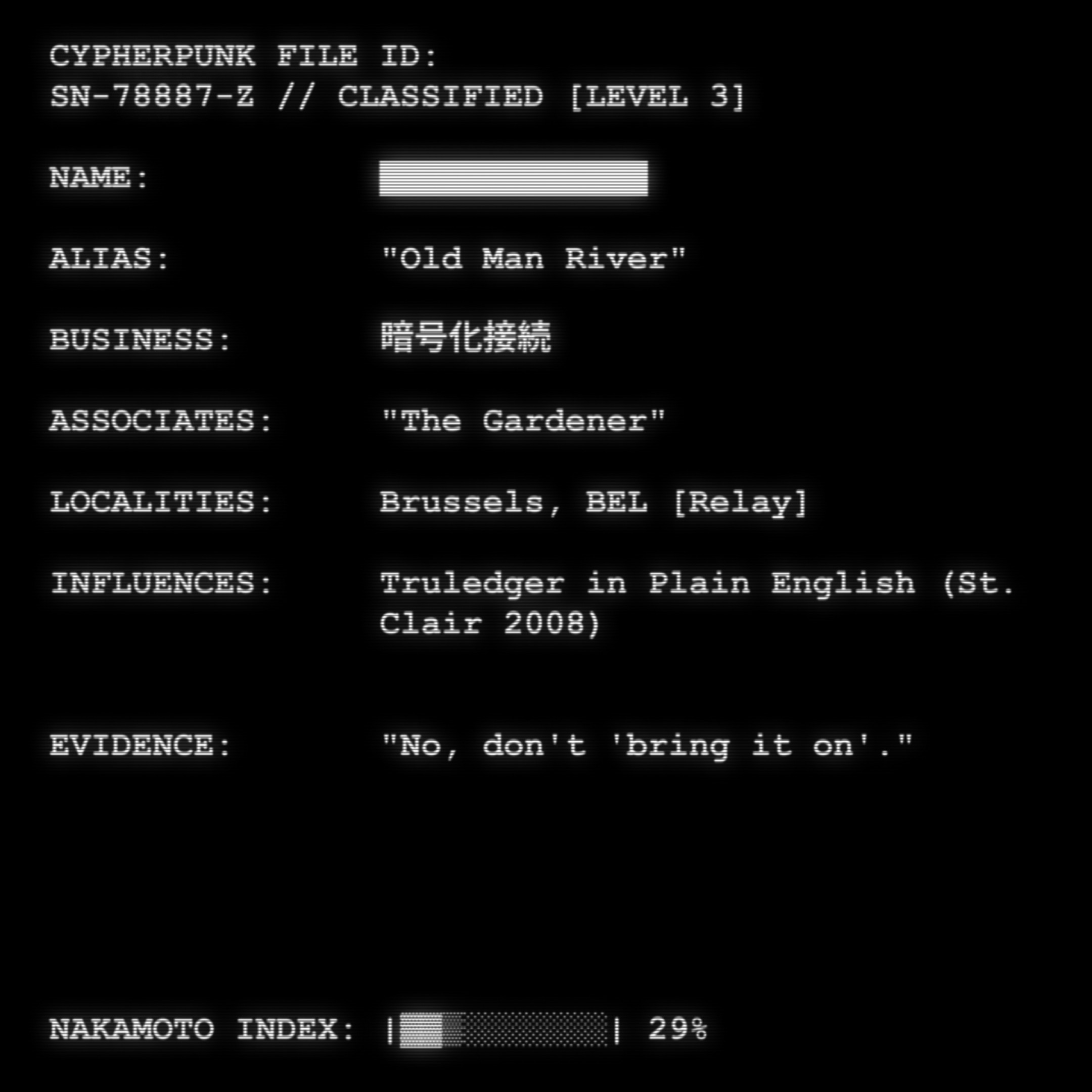 CYPHERPUNK FILES token #95 for Old Man River